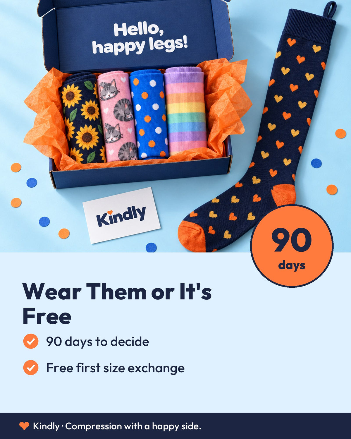 Wear Them or It's Free: 90 days; 90 days to decide; Free first size exchange