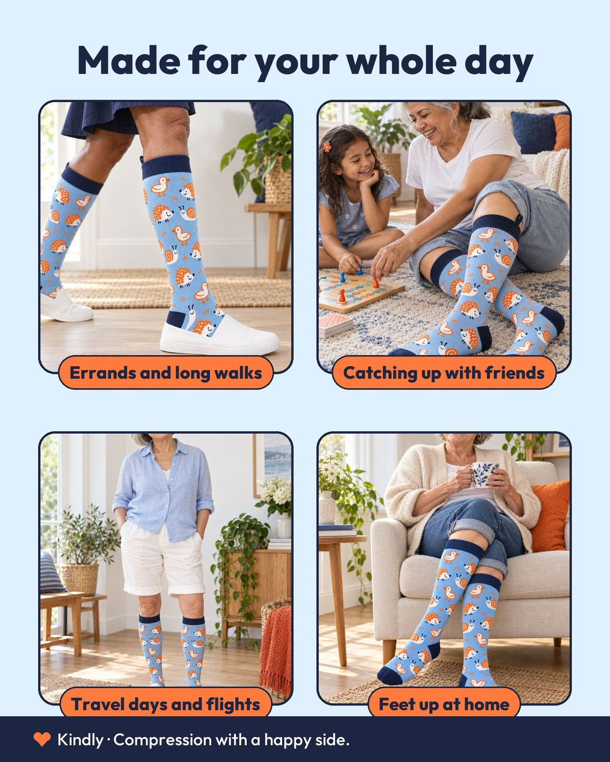 Made for your whole day: Errands and long walks; Catching up with friends; Travel days and flights; Feet up at home
