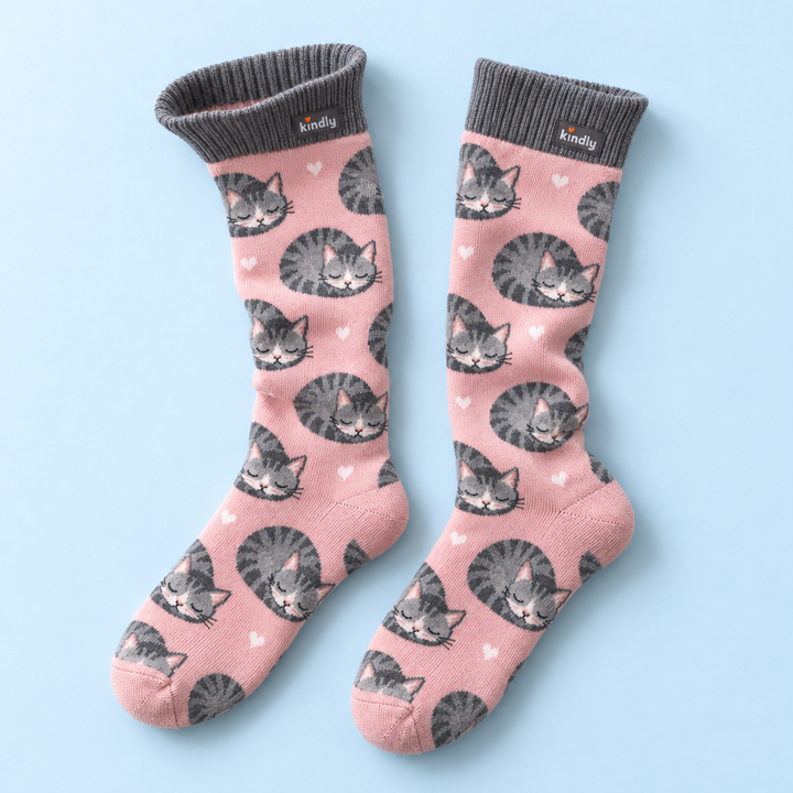 Kindly No-Squeeze non-binding crew socks in Cat Nap print