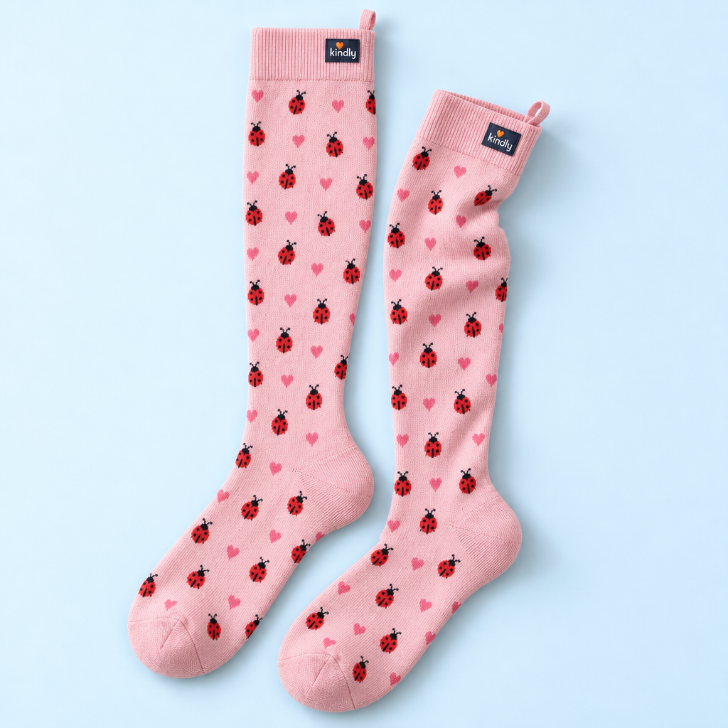 Kindly Love Bug limited print knee-high compression socks
