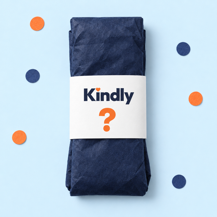Kindly Surprise Pair wrapped sock with a question-mark belly band